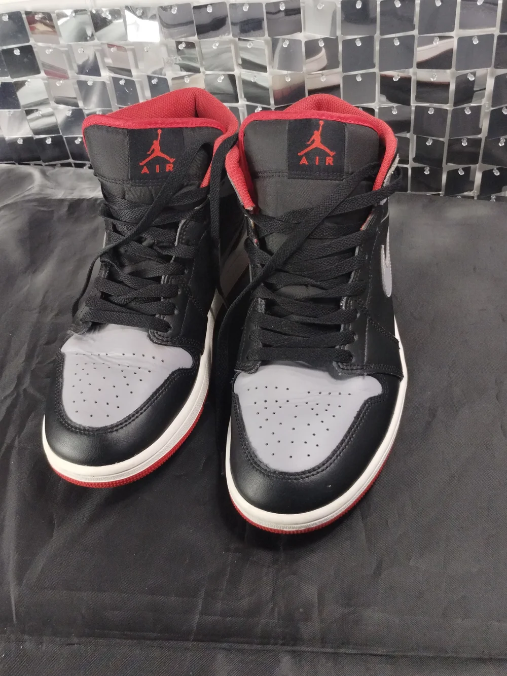 Jordan Style High-Top Sneakers - Black/Gray/Red